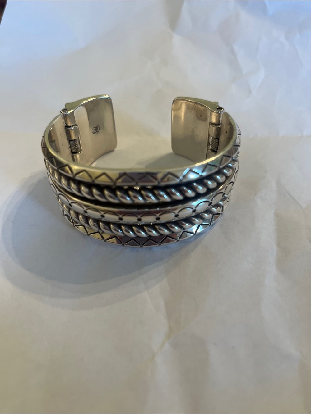 Brighton Silver Cuff Bracelet with Intricate Metalwork